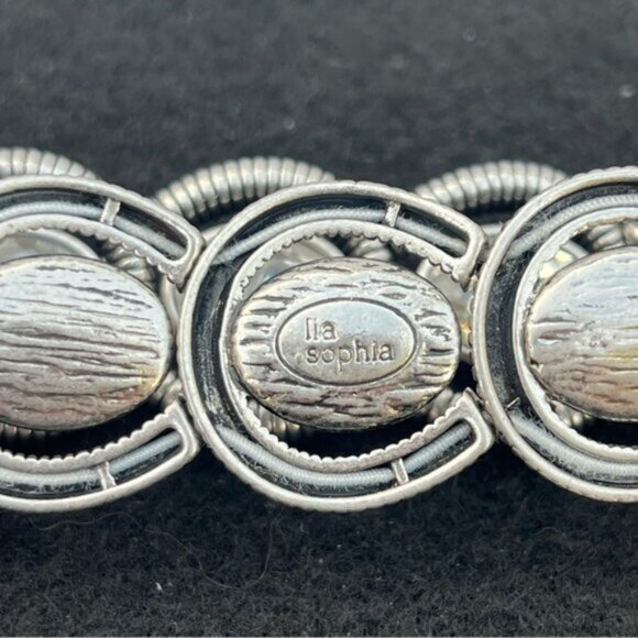 Lia Sophia Coil Clear Cut Crystals Silvertone Stretch Bracelet - Picture 5 of 6